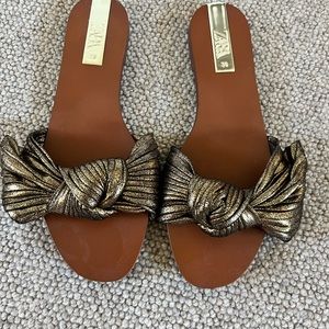 ZARA gold bow sandals 38